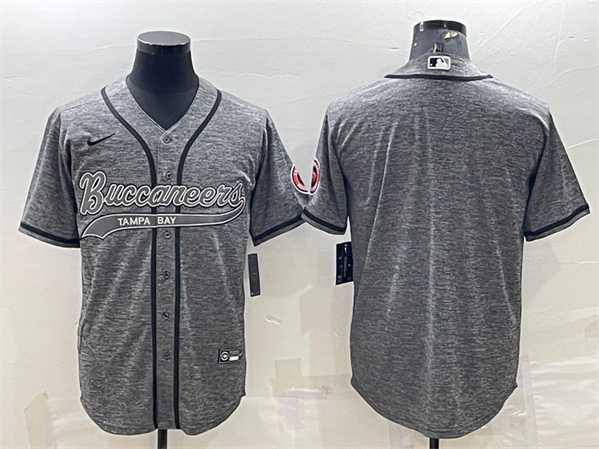 Men%27s Tampa Bay Buccaneers Blank Gray With Patch Cool Base Stitched Baseball Jersey